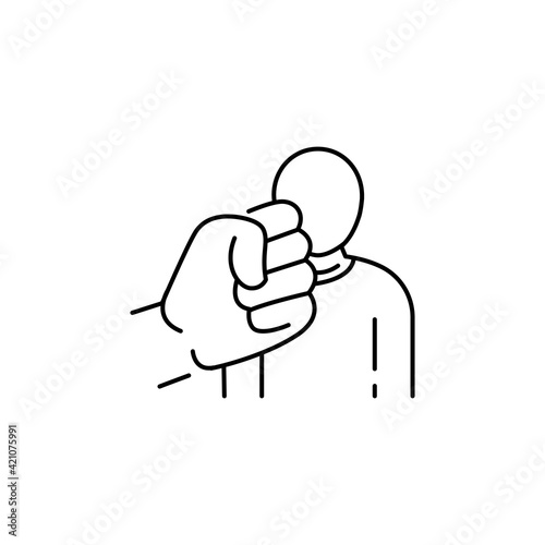 Physical bullying black line icon. Harassment, beat and violence. Sign for web page, mobile app, button, logo. Editable stroke