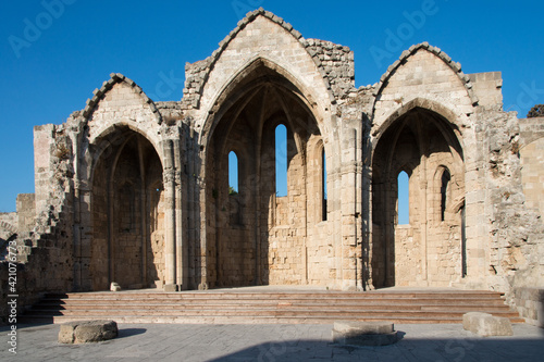Ruins of Byzantine Church of the virgin of Burgh  Rhodes city  Greece