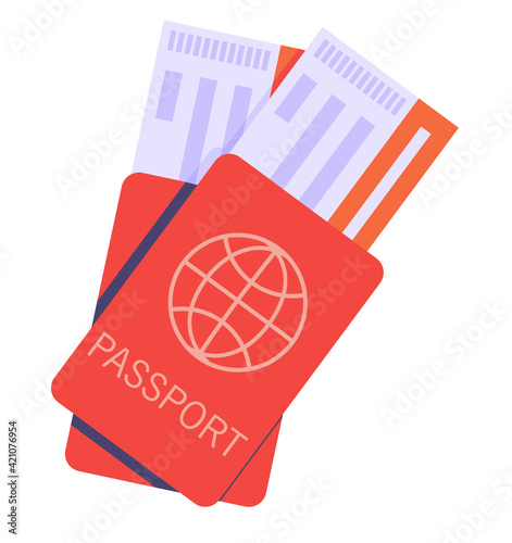  Passport with air tickets on a white background