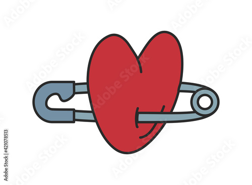 heart with clothespin