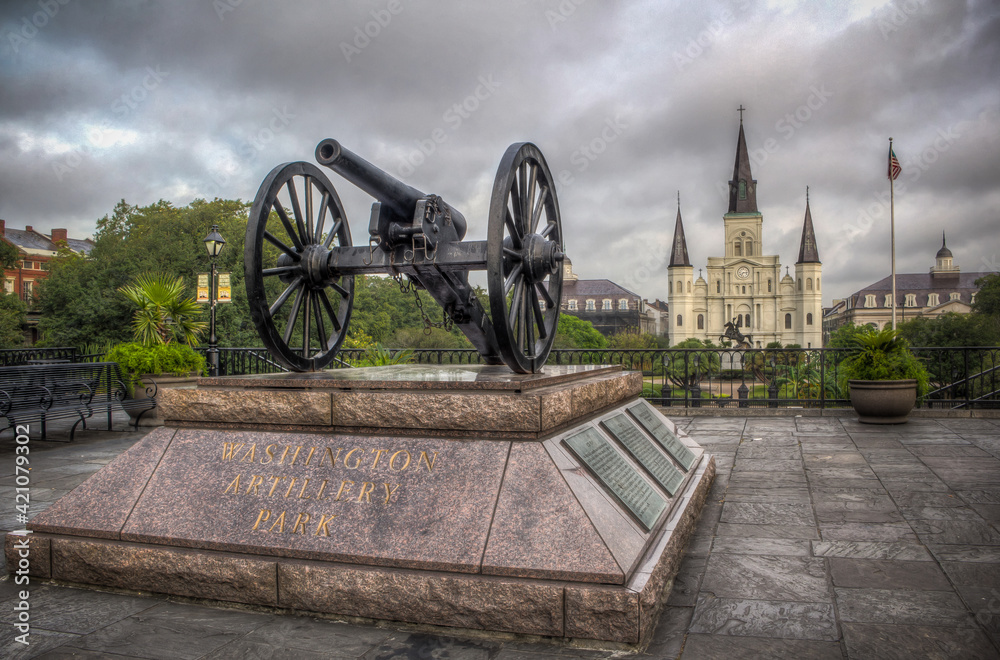 New Orleans Saint Louis Cathedral with Cannon