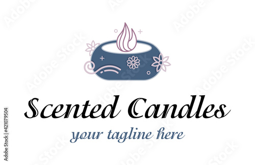 Abstract luxury logo for scented candles. Aromatherapy sign. Spa sign.