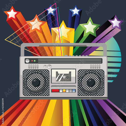 Boombox retro style poster