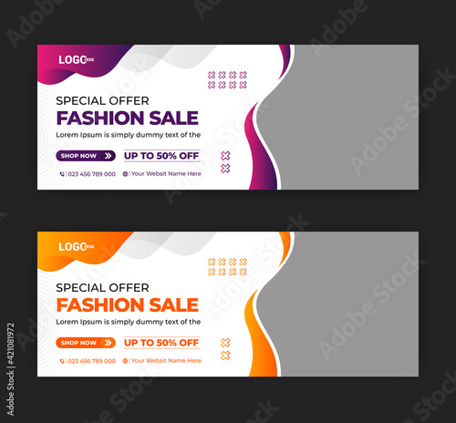 Fashion sale offer facebook cover page and social media post timeline design template