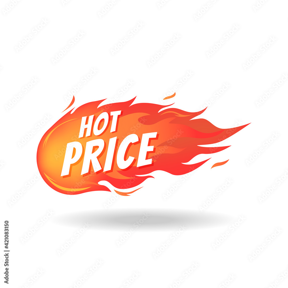Hot price fire label on white background, vector illustration Hot price fire label on white background, vector illustration
