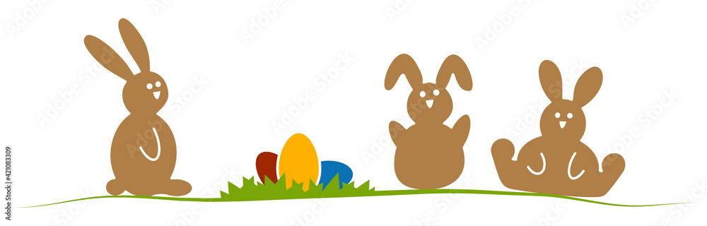 Fototapeta premium Happy Easter bunnies colored