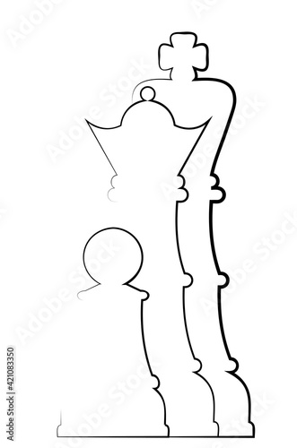 King queen and pawn line art