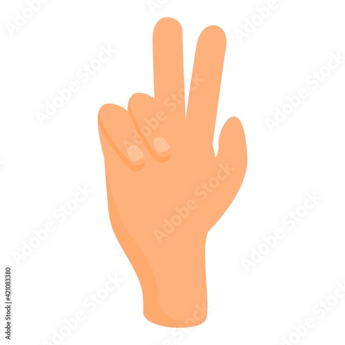 Two fingers hand gesture icon. Cartoon of Two fingers hand gesture vector icon for web design isolated on white background