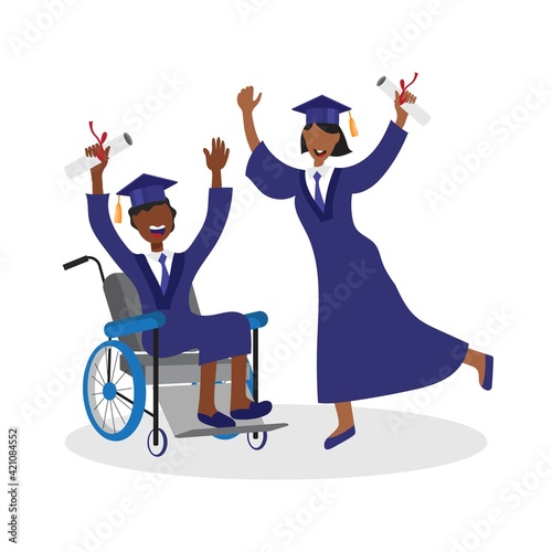 Students with special needs. Vector illustration.