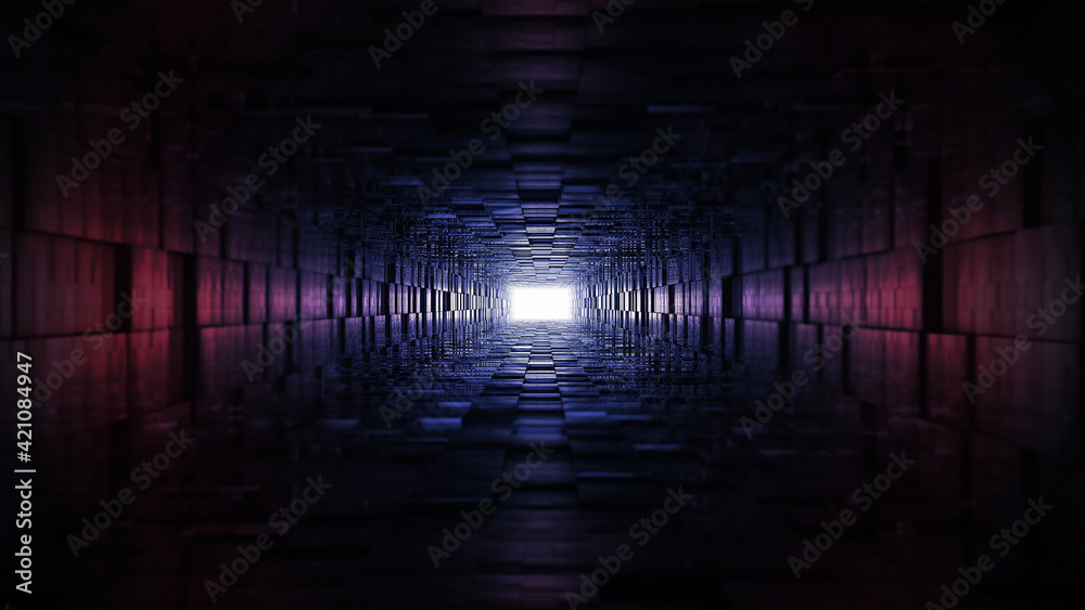 Tunnel with different color spectrum with an end light Tunnel with different color spectrum with an end light