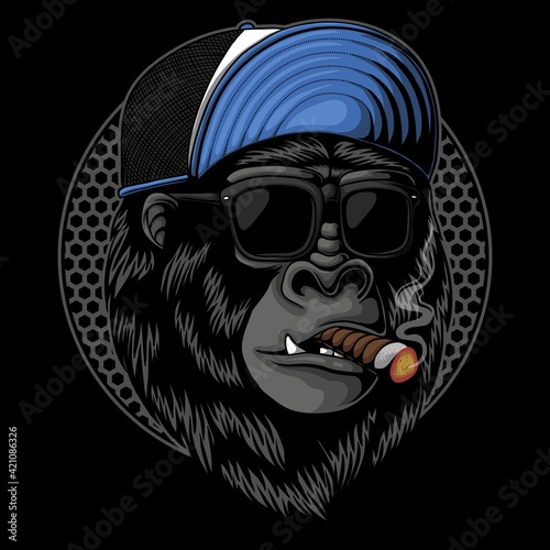 Smoked Gorilla head vector illustration
