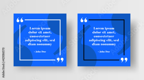 Social Media Post Template for Quotes. Editable Social Post or Square Banner Design for Quote or Text. Quote Typography with Creative Modern Quotation Marks Background Illustration