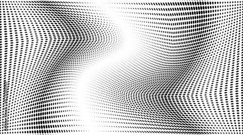 Wavy halftone dots grunge wide background 