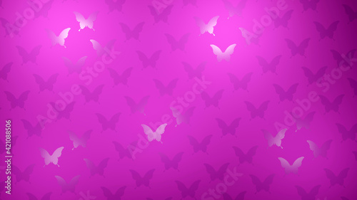 Butterfly painting on translucent glass wall (3D Rendering)