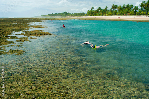 Piscinas naturais cercadas por formações de coral na praia de Taipu de Fora. photo