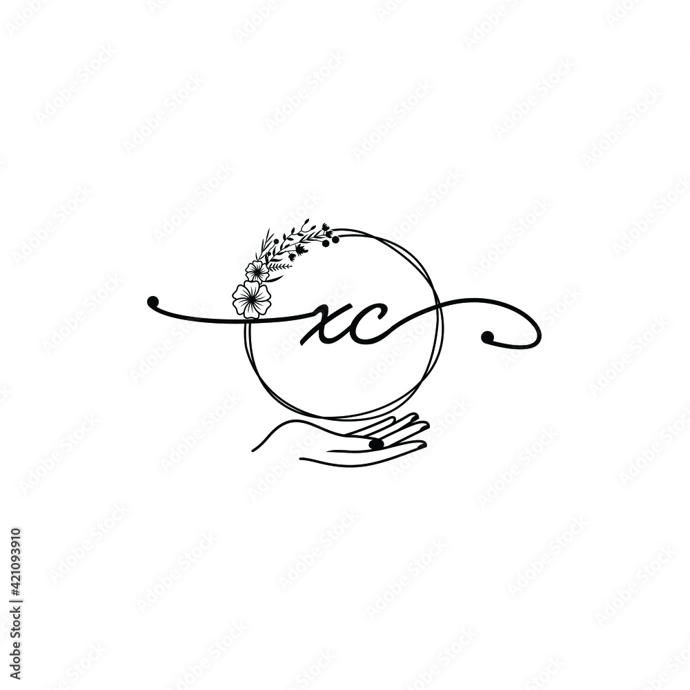 XC beautiful Initial handwriting logo template XC beautiful Initial handwriting logo template