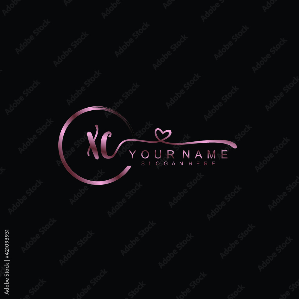 XC beautiful Initial handwriting logo template XC beautiful Initial handwriting logo template