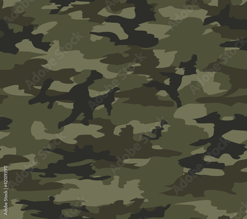 Vector army camouflage, khaki background, stylish pattern. Forest print.