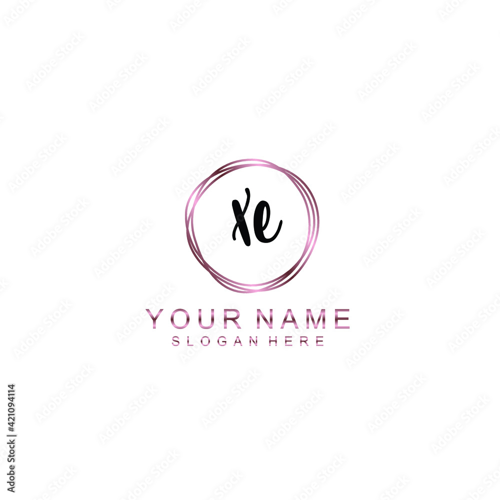 XE beautiful Initial handwriting logo template XE beautiful Initial handwriting logo template