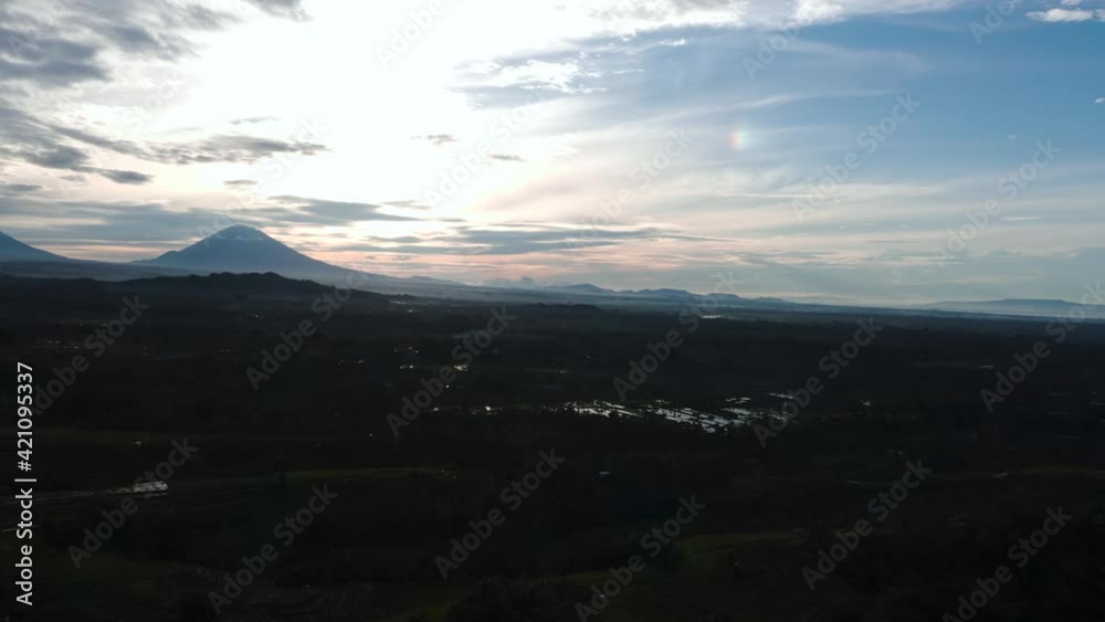 Silhouette Bali landscape at sunrise Silhouette Bali landscape at sunrise