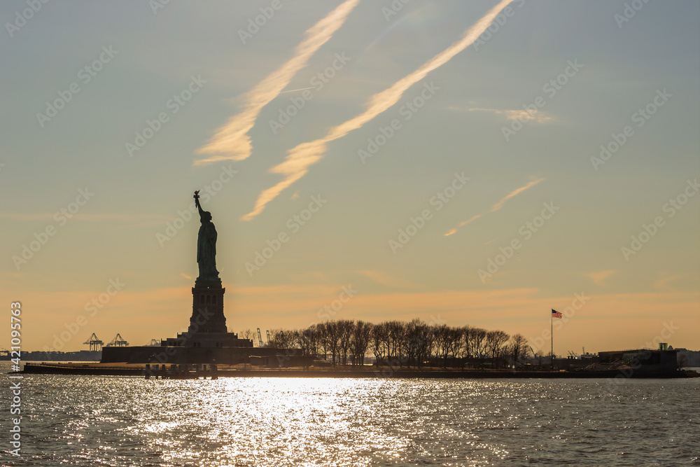 Statue of Liberty on Liberty Island in New York Harbor