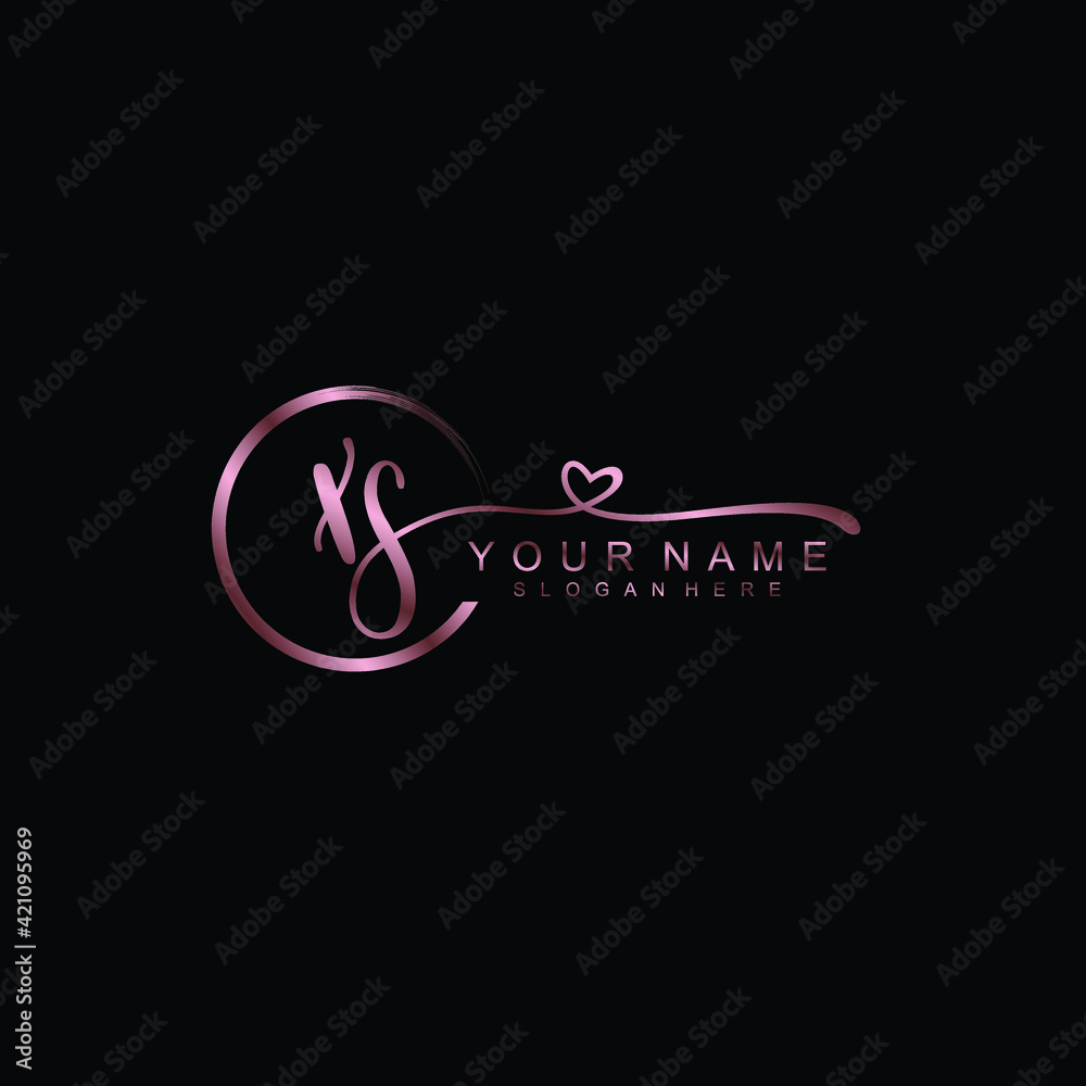 XS beautiful Initial handwriting logo template XS beautiful Initial handwriting logo template