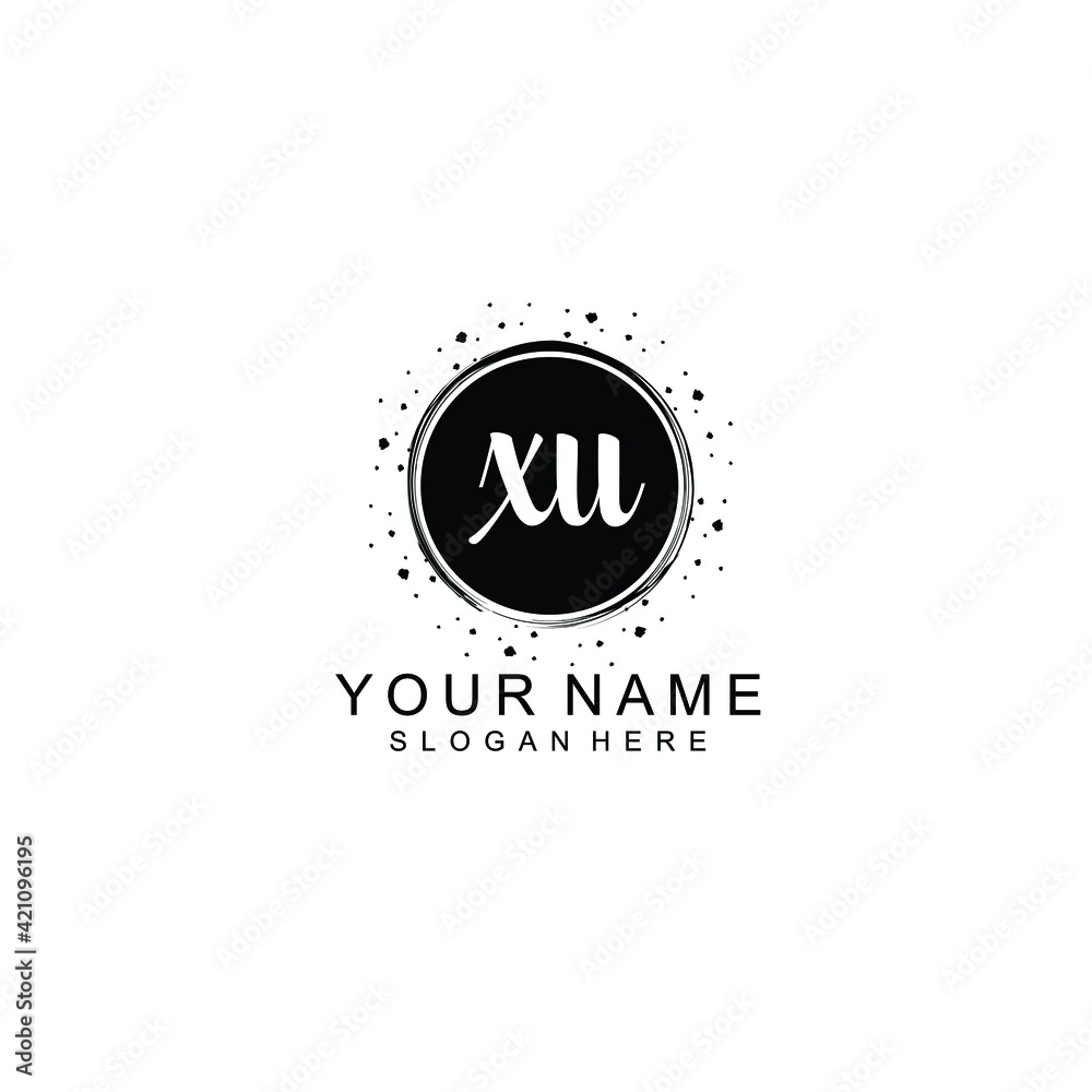 XU beautiful Initial handwriting logo template XU beautiful Initial handwriting logo template