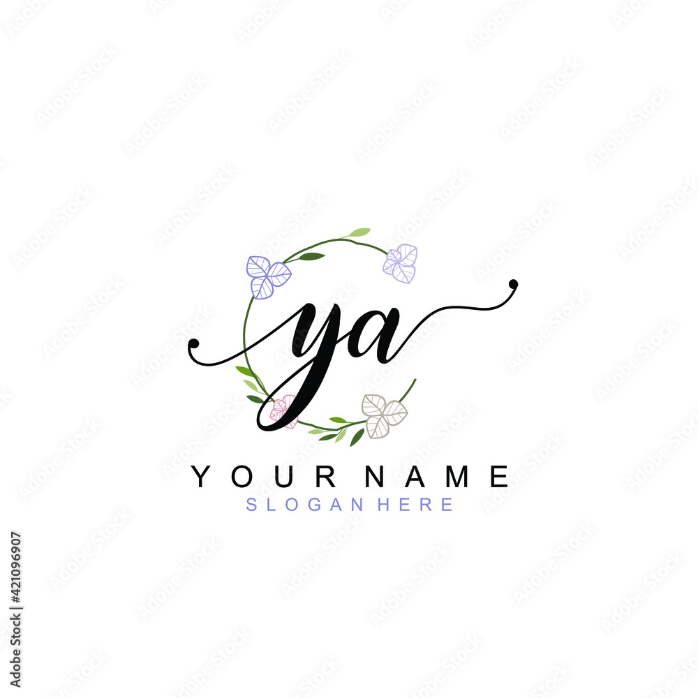 YA beautiful Initial handwriting logo template YA beautiful Initial handwriting logo template