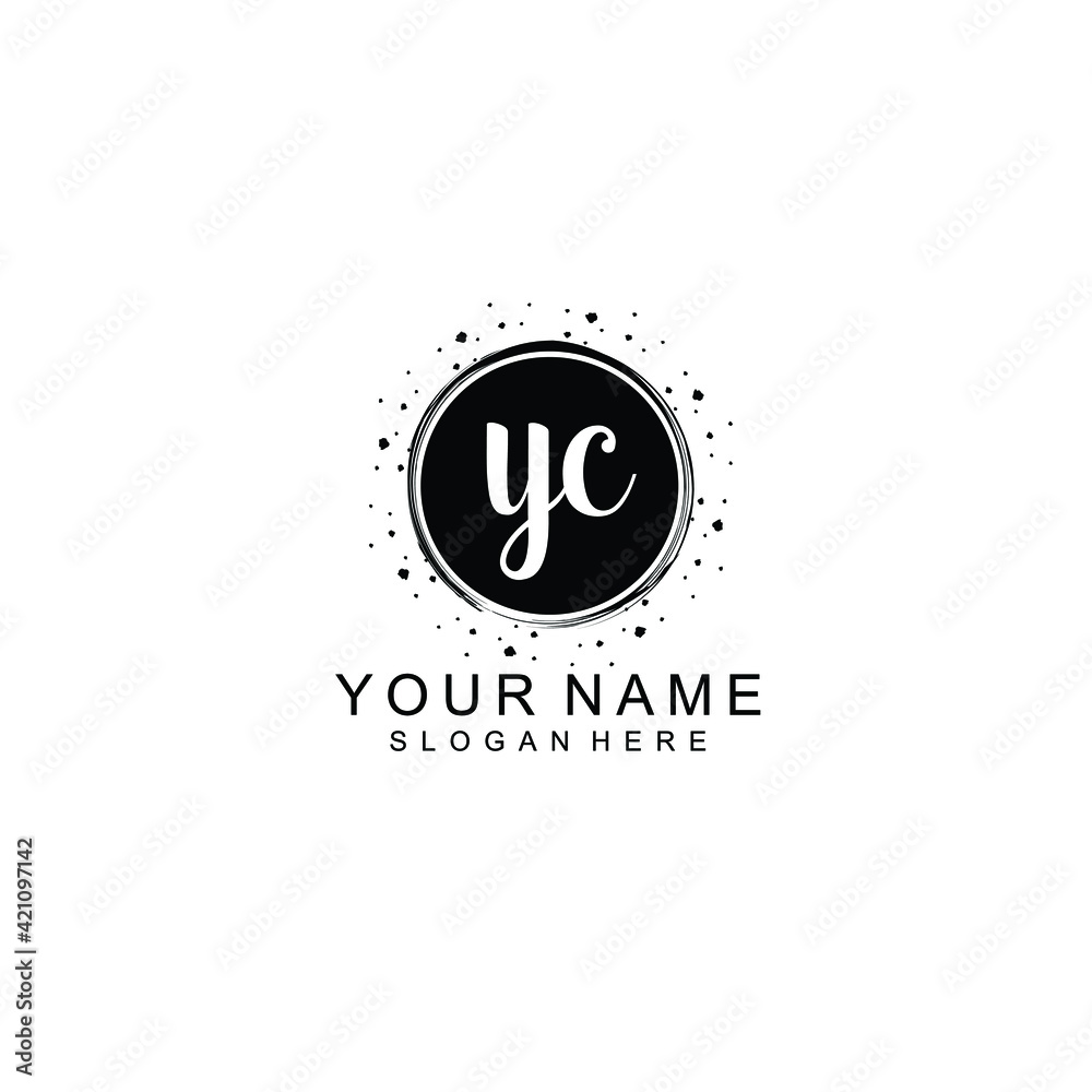 YC beautiful Initial handwriting logo template YC beautiful Initial handwriting logo template