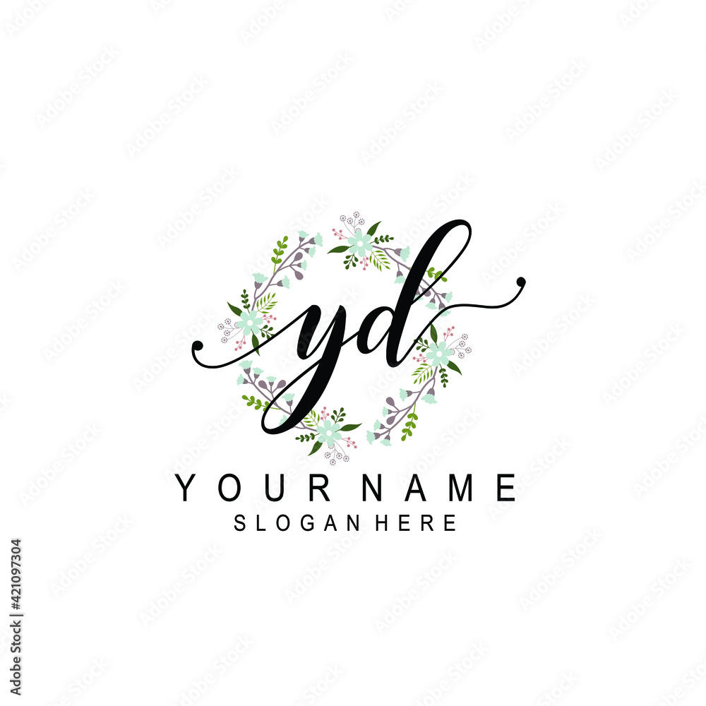 YD beautiful Initial handwriting logo template YD beautiful Initial handwriting logo template