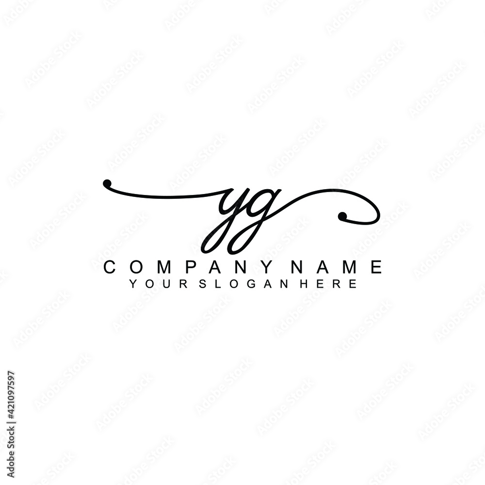 YG beautiful Initial handwriting logo template YG beautiful Initial handwriting logo template