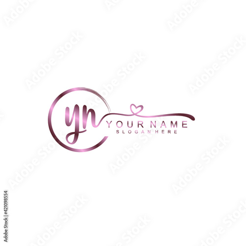 YN beautiful Initial handwriting logo template