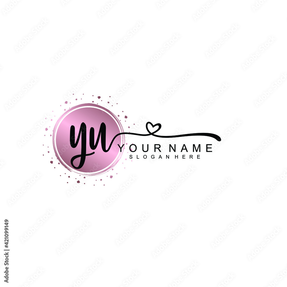 YU beautiful Initial handwriting logo template