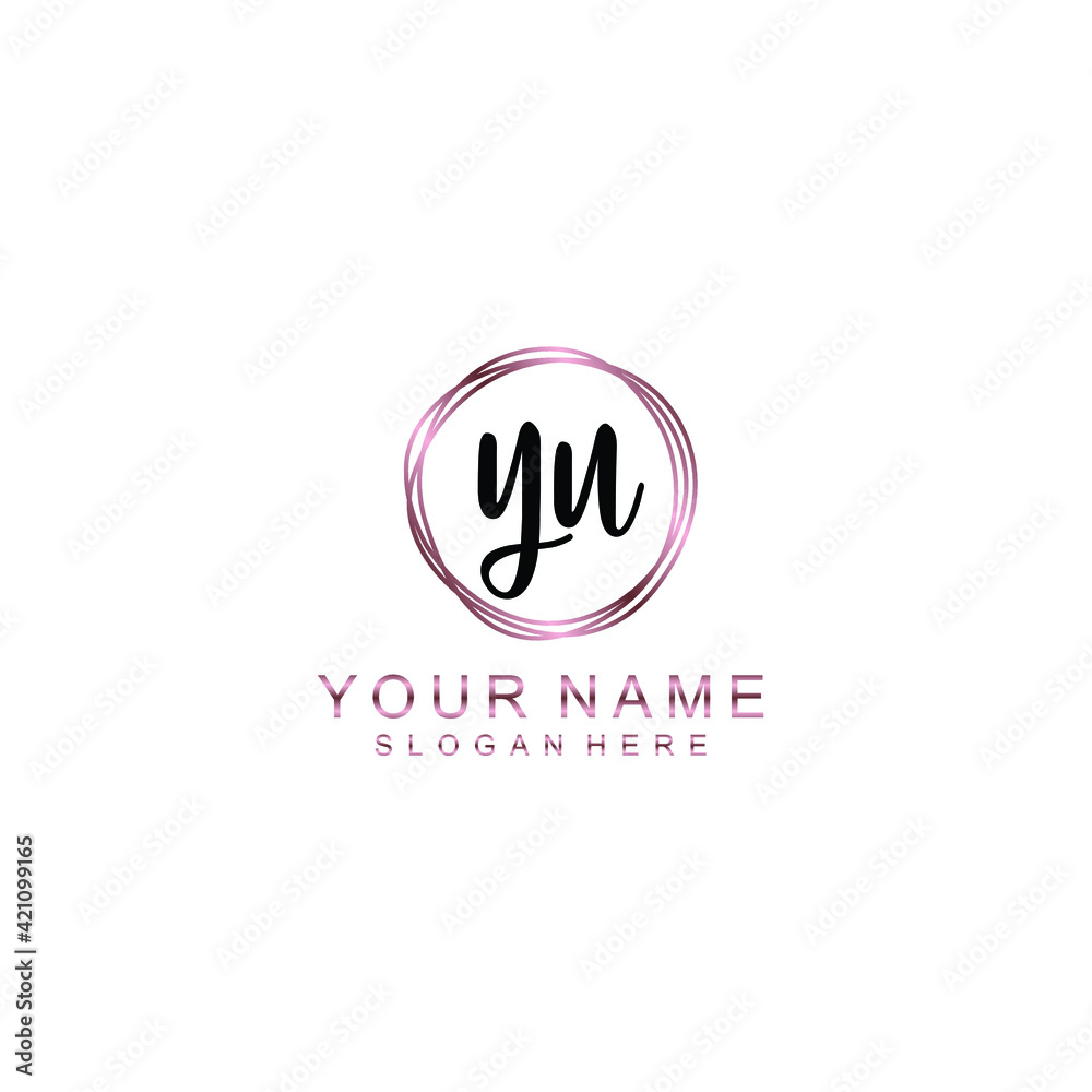 YU beautiful Initial handwriting logo template YU beautiful Initial handwriting logo template