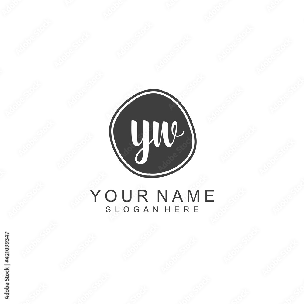YW beautiful Initial handwriting logo template YW beautiful Initial handwriting logo template