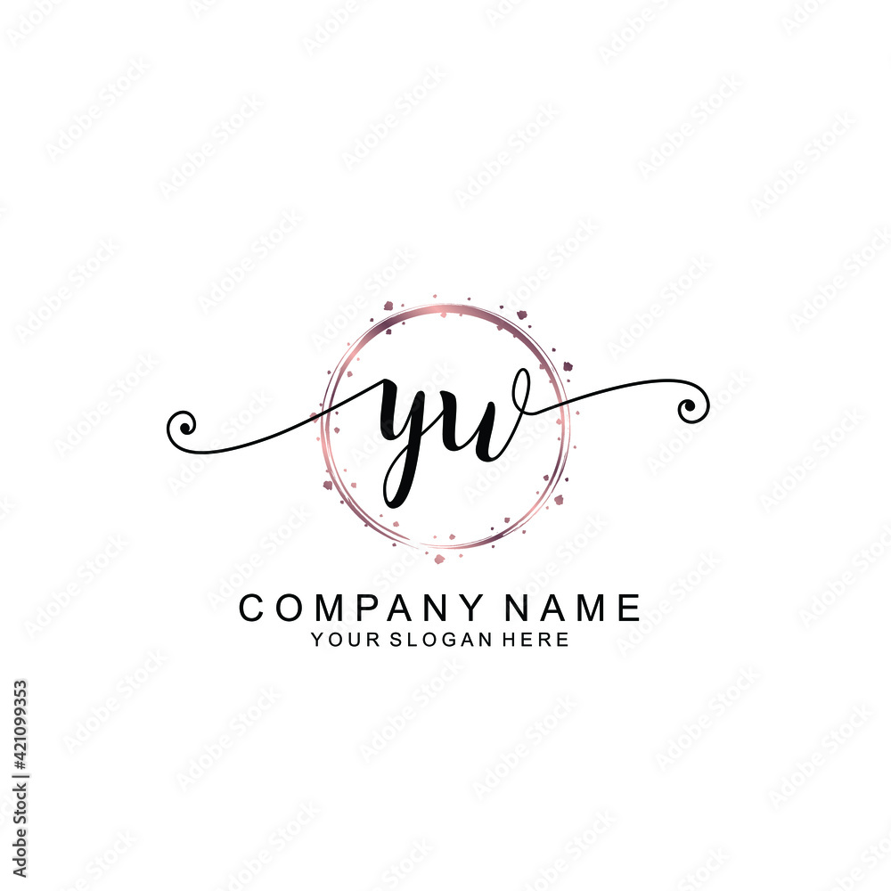 YW beautiful Initial handwriting logo template