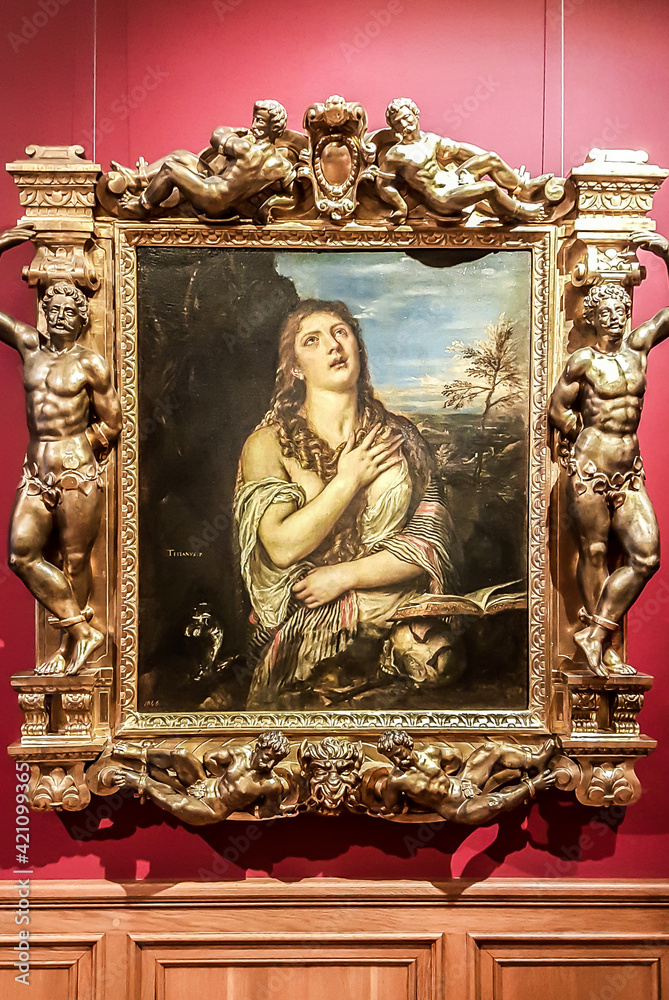 The Penitent Magdalene is a 1565 oil painting by Titian of saint Mary ...