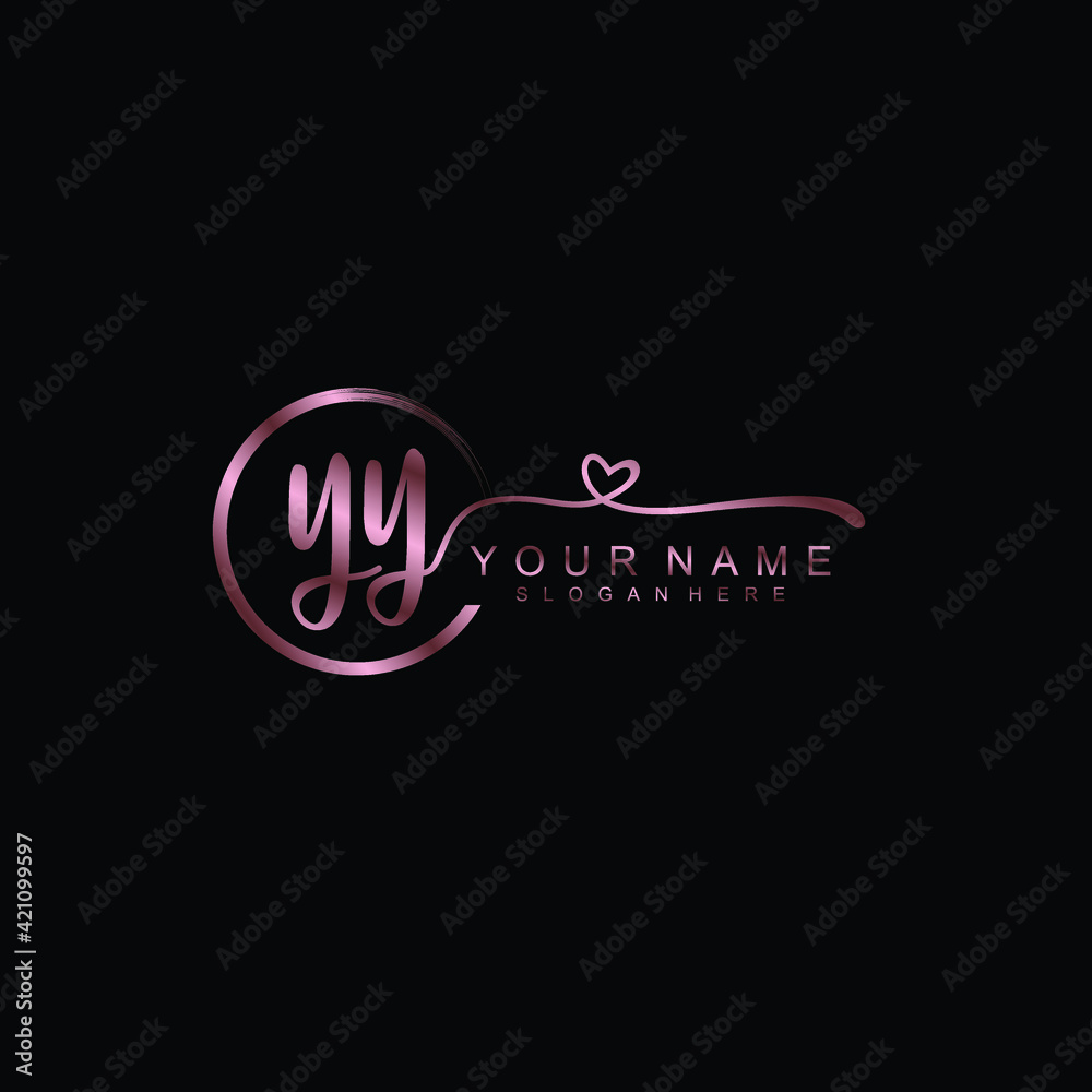 YY beautiful Initial handwriting logo template
