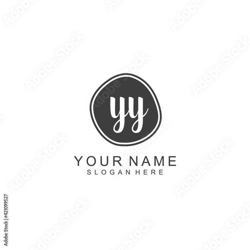 YY beautiful Initial handwriting logo template