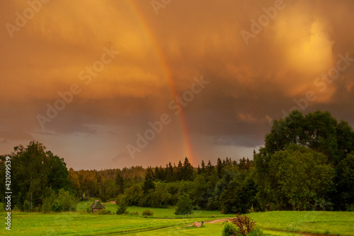 rainbow over the field