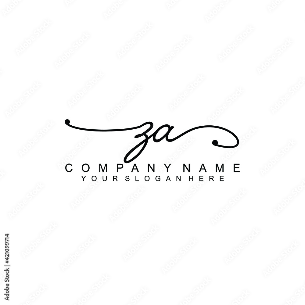ZA beautiful Initial handwriting logo template ZA beautiful Initial handwriting logo template