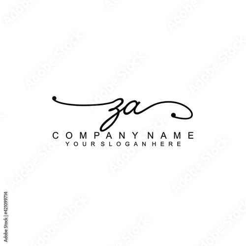 ZA beautiful Initial handwriting logo template