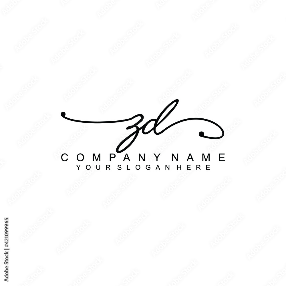 ZD beautiful Initial handwriting logo template ZD beautiful Initial handwriting logo template