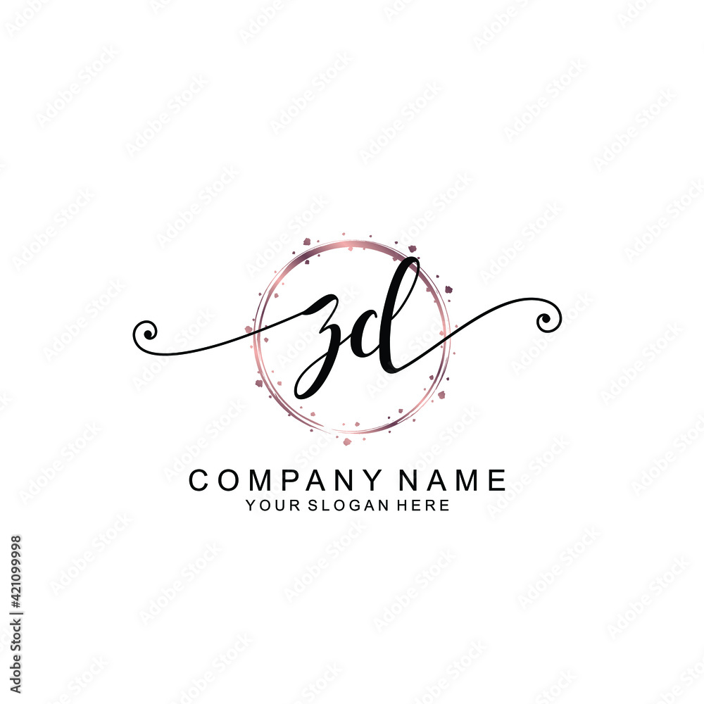 ZD beautiful Initial handwriting logo template