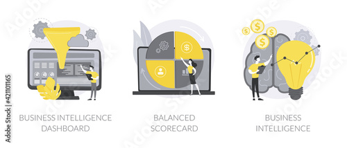 Performance data visualization abstract concept vector illustrations.