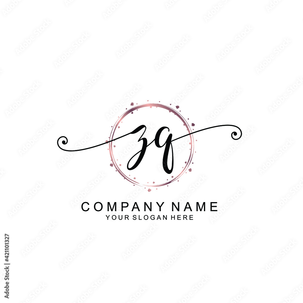 ZQ beautiful Initial handwriting logo template ZQ beautiful Initial handwriting logo template