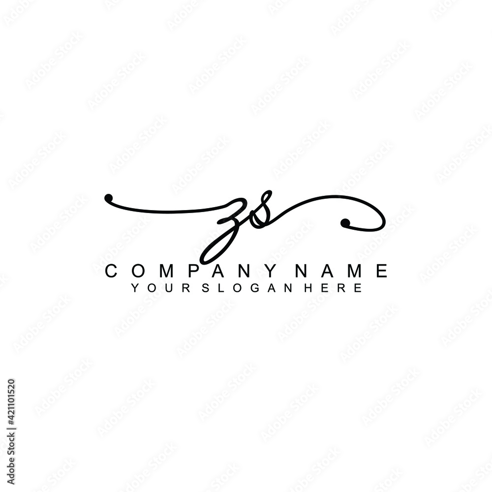 ZS beautiful Initial handwriting logo template
