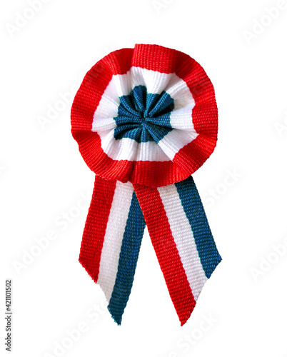 isolated on white tricolor rosette colors of United States or France photo