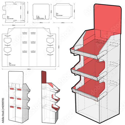 Box for Display Stand and Die-cut Pattern.