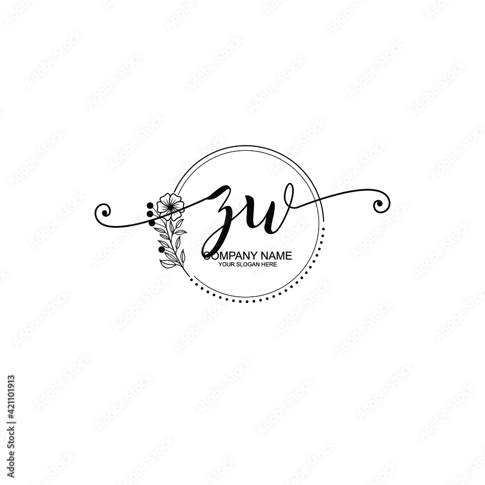 ZW beautiful Initial handwriting logo template ZW beautiful Initial handwriting logo template